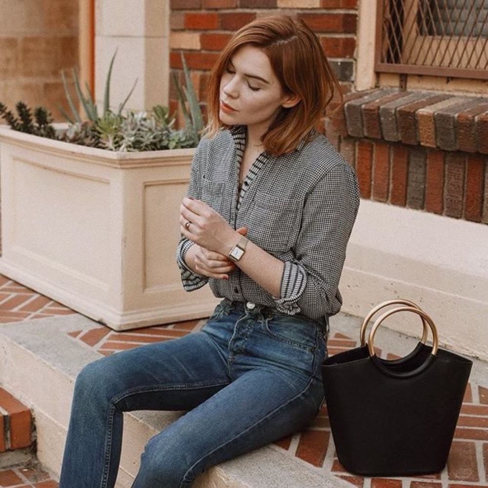 Madewell Black White Oversized Gingham Shirt GUC